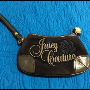Juicy Couture navy rose velour wristlet clutch